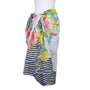 Floral and Striped Sarong Wrap